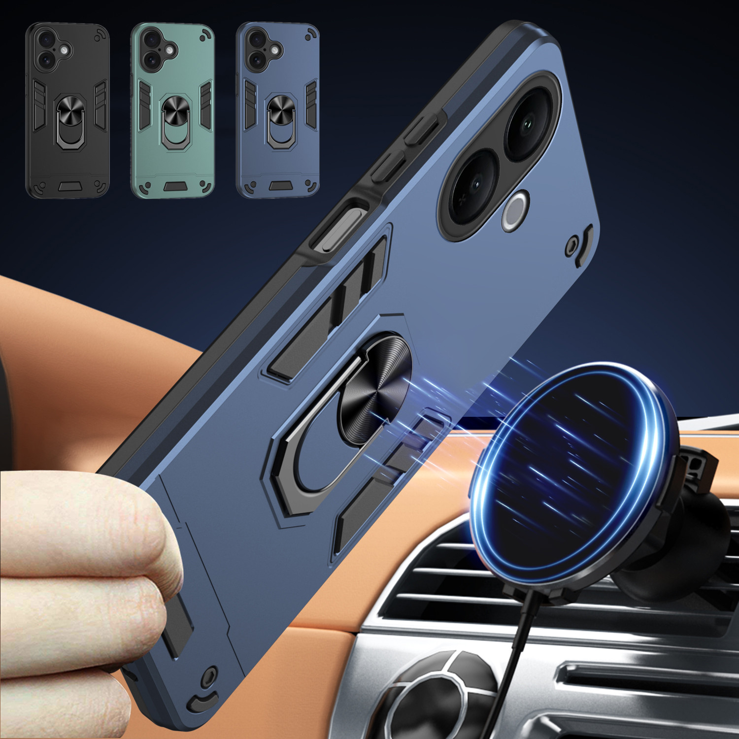 Ring Stand Case - Etui wojskowe do Vivo V60 Lite