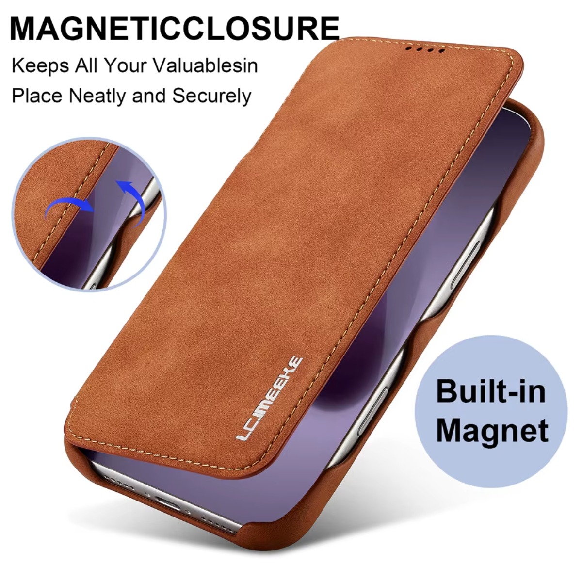 Phone Cases That Hold Cards - Skórzany portfel z magnetycznym zamknięciem i