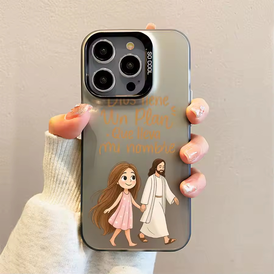 Phone Cases Cute Iphone 14 - Urocza Dziewczyna Spacerująca z Bogiem Matowe
