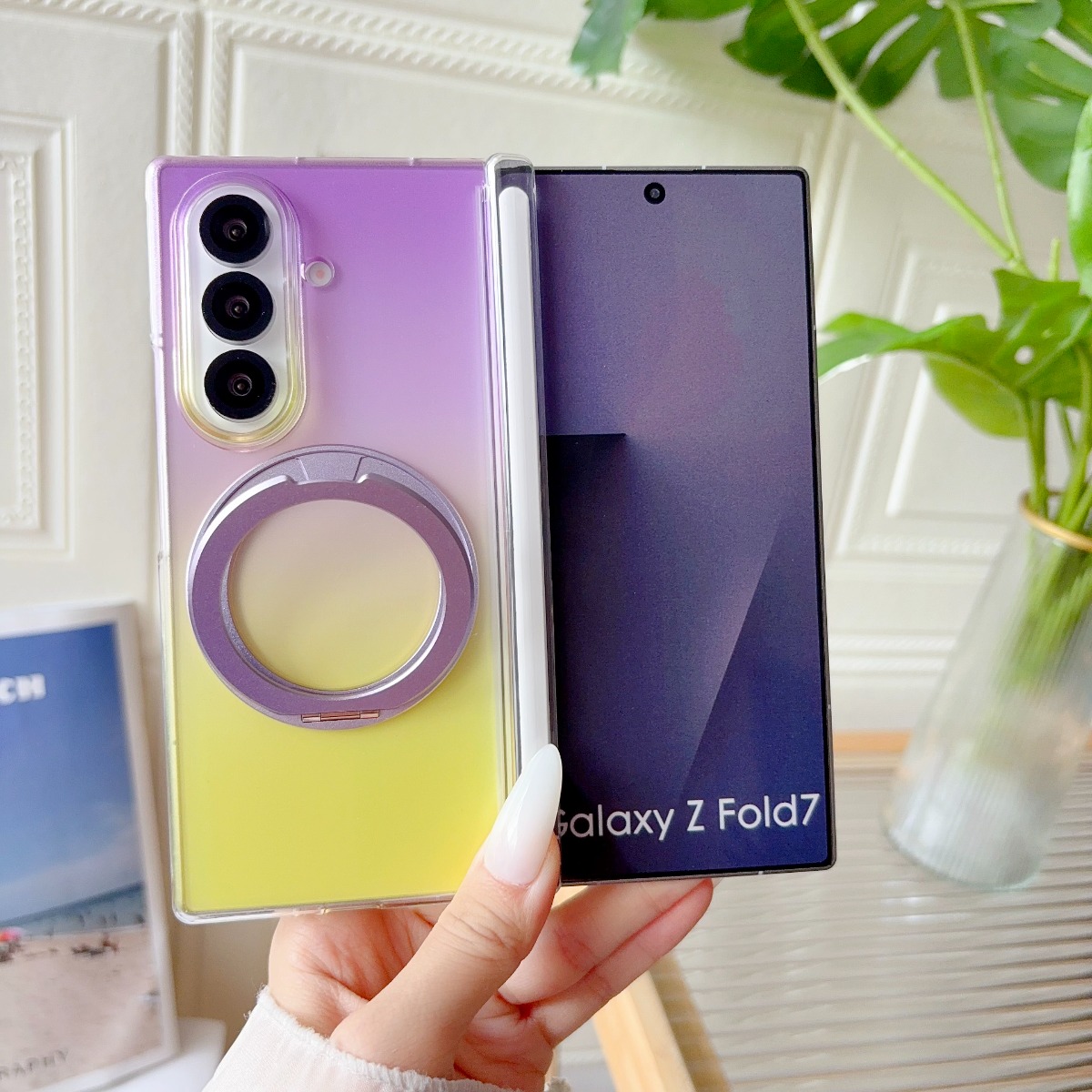 Ring Stand Case - Gradient Przezroczyste Etui Magnetyczne z Obrotowym