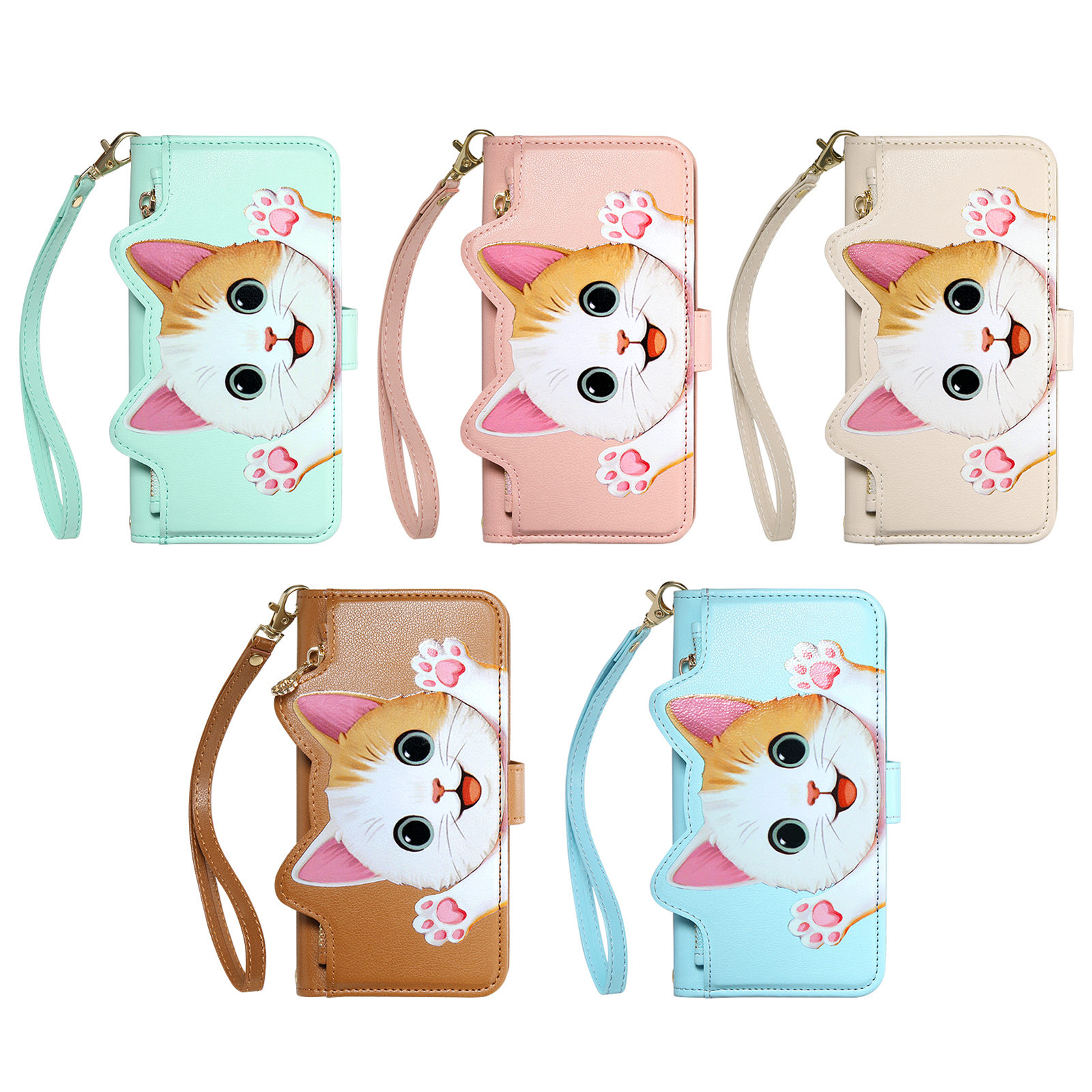 Phone Cases With Wallet - Etui na telefon z uroczym kotem,